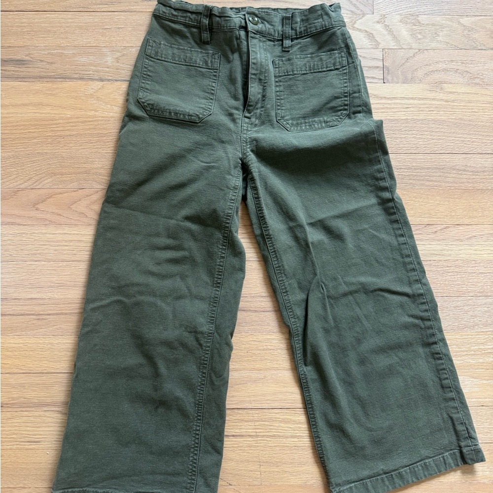Army Green / Khaki Wide Leg Crop Pants - Point Sur / J.crew